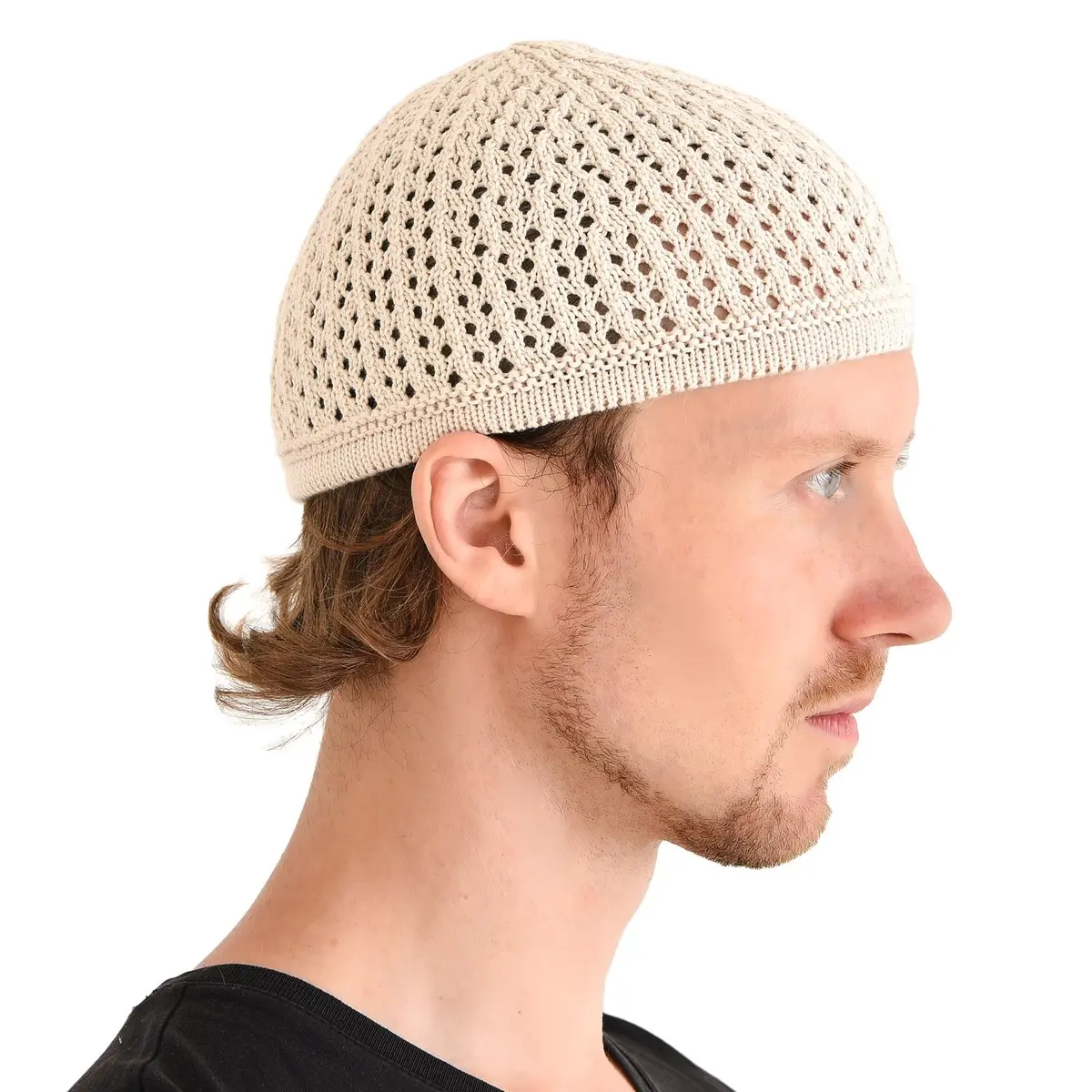 CHARM 100% Cotton Skull Cap Beige | Breathable Summer Headwear for Men & Women - main product image