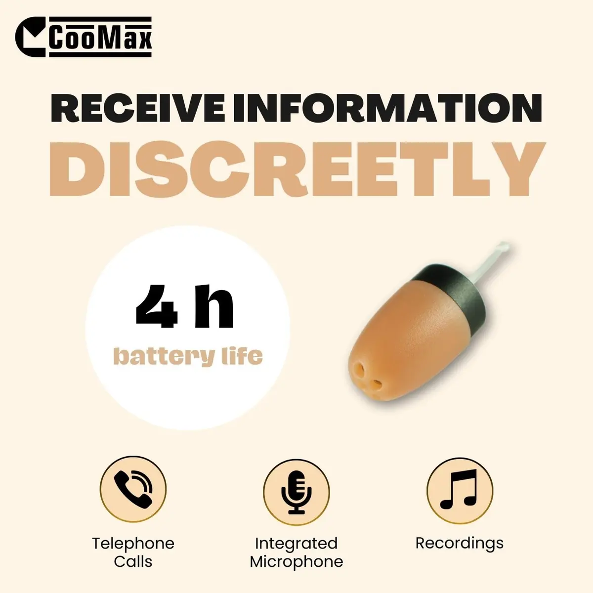 COOMAX 918 Ultimate Invisible Spy Earpiece Detection Wireless Hidden Covert Earphone | Discreet, High-Quality Listening Device - view 4