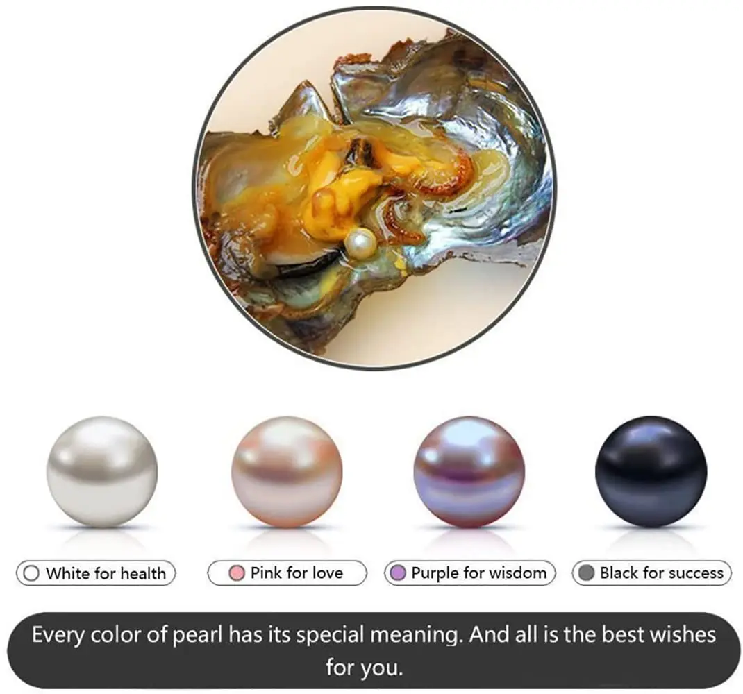 NIGHT-GRING 10 PC Freshwater Cultured Pearl Oyster Oval Pearls 7.5-8mm | Assorted Colors - view 2