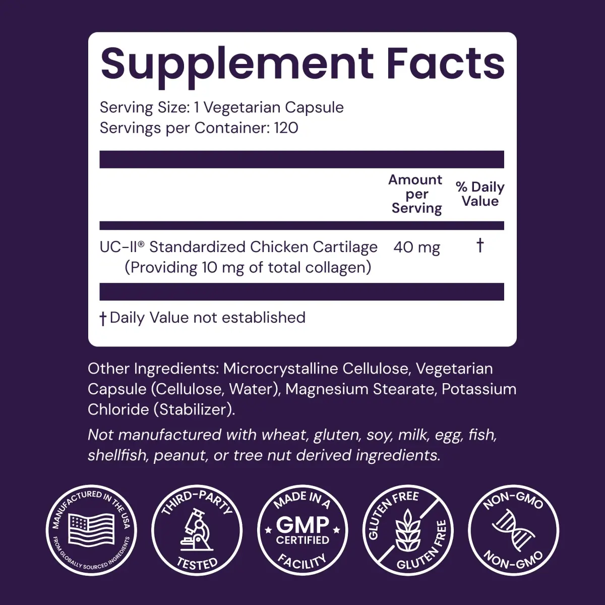 Healthy Origins UC-II Collagen 40 mg Veggie Caps (120 Count, 40 mg per serving) | Supports Joint Comfort, Mobility & Flexibility - view 3