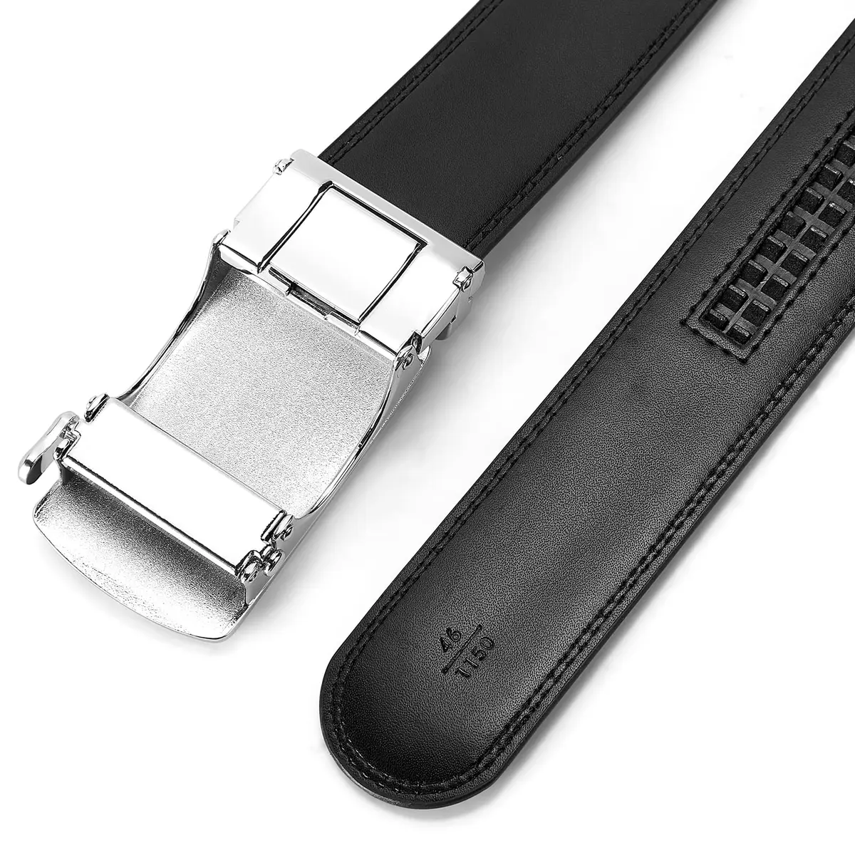 BOSTANTEN Ratchet Mens Belt Leather Trim to Fit 1 3/8" (3.5cm) Gift Boxed | Adjustable Fit for Waist Sizes 32"-38" - view 6