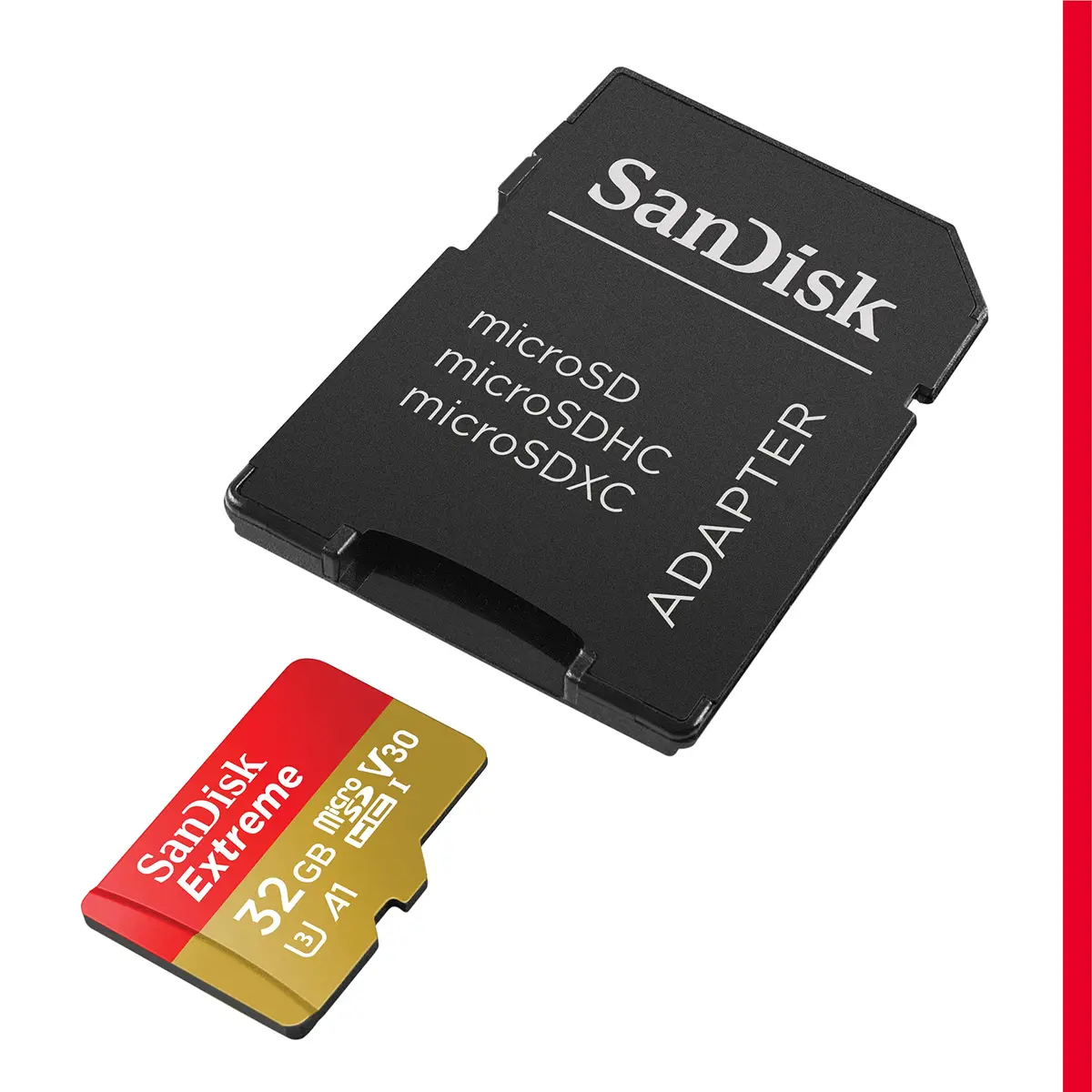 Sandisk Extreme 32GB microSDHC UHS-I Memory Card with Adapter | 100MB/s Read, 60MB/s Write, 4K UHD, A1 - view 2
