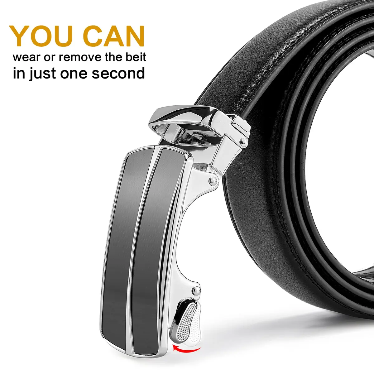 BOSTANTEN Ratchet Mens Belt Leather Trim to Fit 1 3/8” | Classic Italian Leather Design - view 5