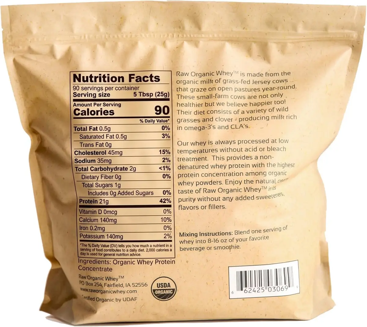 Raw Organic Whey Protein Powder Grass Fed Unflavored 2.27 kg (5 lb) | USDA Organic 1-Ingredient Protein - view 9