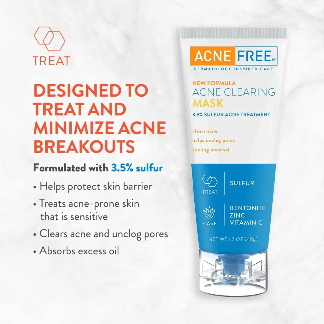AcneFree Acne Clearing Mask with Sulfur for Acne & Oily Skin, 1.7 Oz | Absorbs Excess Oil & Unclogs Pores - view 3