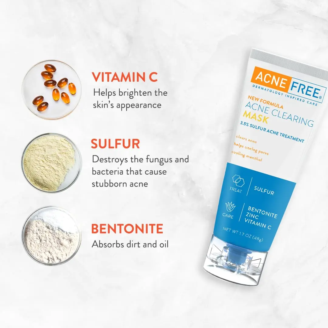 AcneFree Acne Clearing Mask with Sulfur for Acne & Oily Skin, 1.7 Oz | Absorbs Excess Oil & Unclogs Pores - view 4