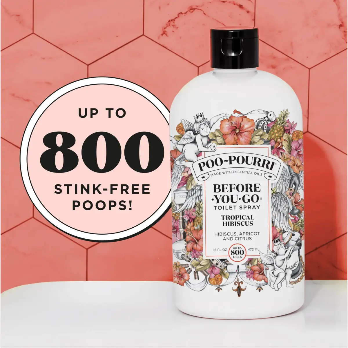 Poo-Pourri Before-You-Go Toilet Spray Refill, Tropical Hibiscus, 473ml (16 Fl Oz) | Up to 800 Uses - view 6