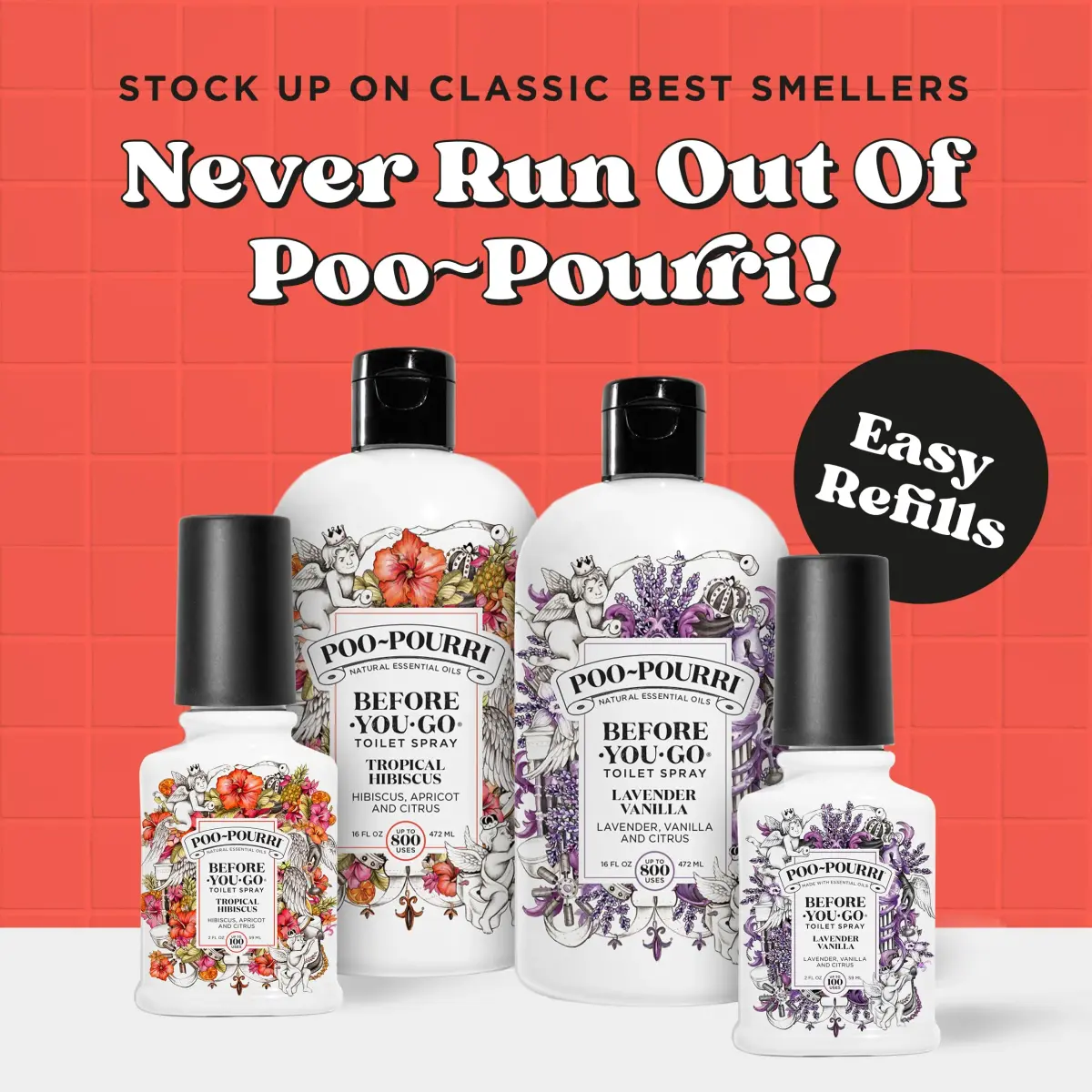 Poo-Pourri Before-You-Go Toilet Spray Refill, Tropical Hibiscus, 473ml (16 Fl Oz) | Up to 800 Uses - view 3