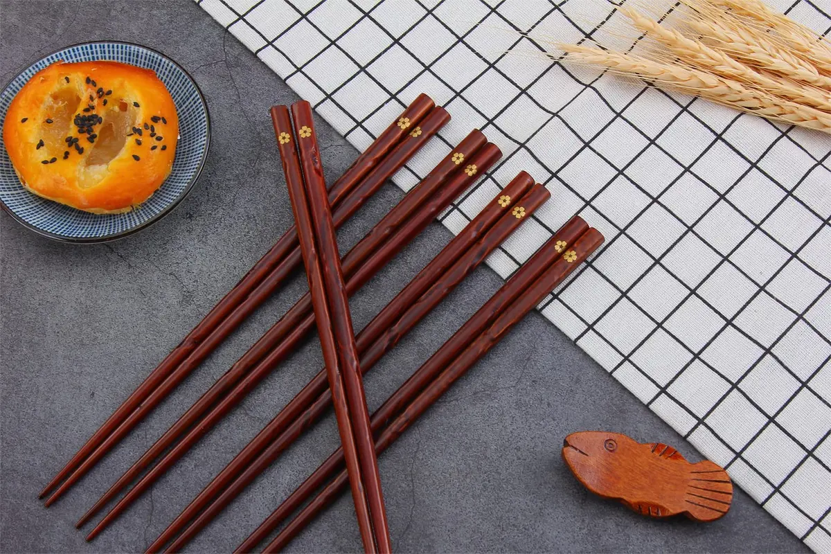 HuaLan Natural Wood Chopsticks 9 in | Non-slip, Reusable, Classic Style, 5 Pairs - view 6