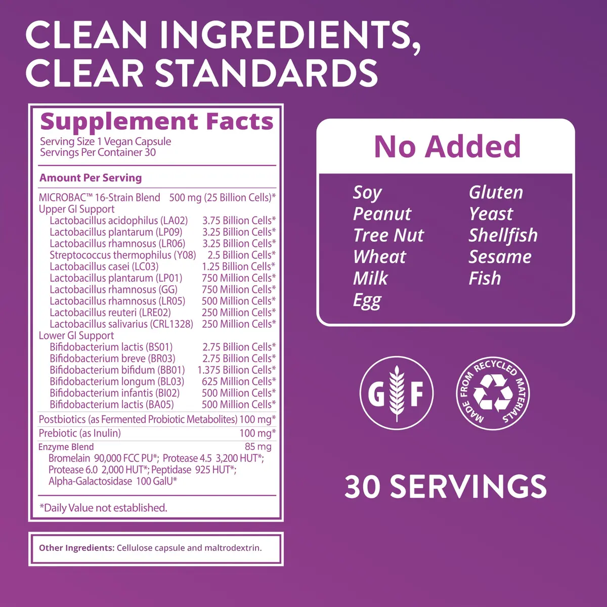 MRM Nutrition Extra Strength Probiotics 30 Capsules | 16 Strains & 25 Billion Cells for Gut Health - view 2