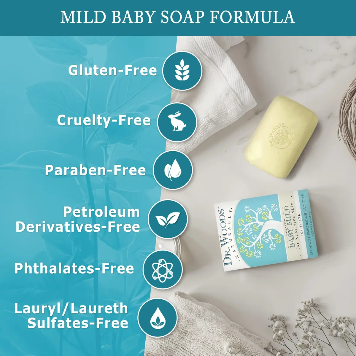 Dr. Woods Unscented Baby Mild Bar Soap 15.75 oz (3 x 5.25 oz) | Gentle Castile Soap for Sensitive Skin - view 4
