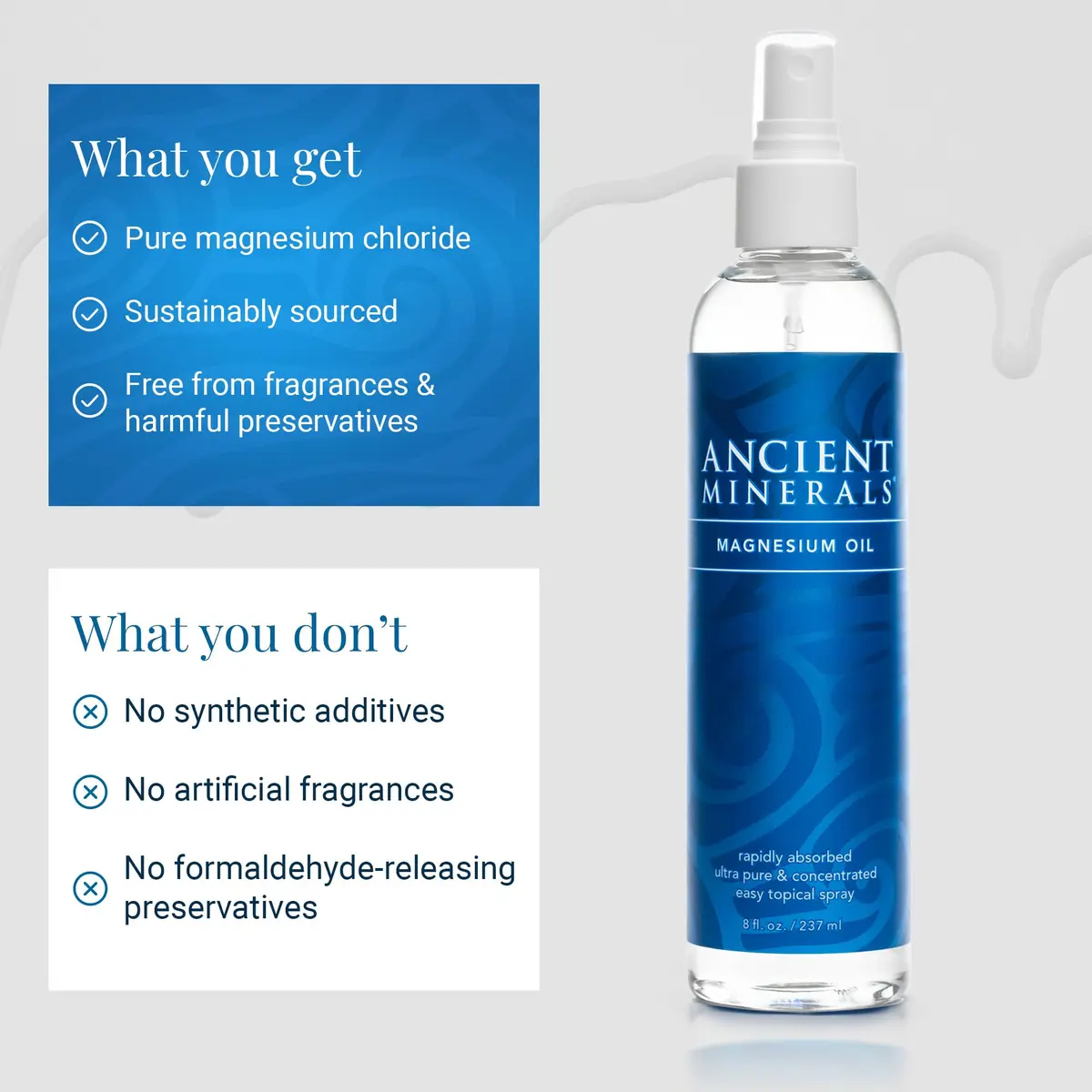 Ancient Minerals Magnesium Oil Spray, Zechstein Chloride, 4oz | Pure, Fast-Absorbing Magnesium for Skin - view 5
