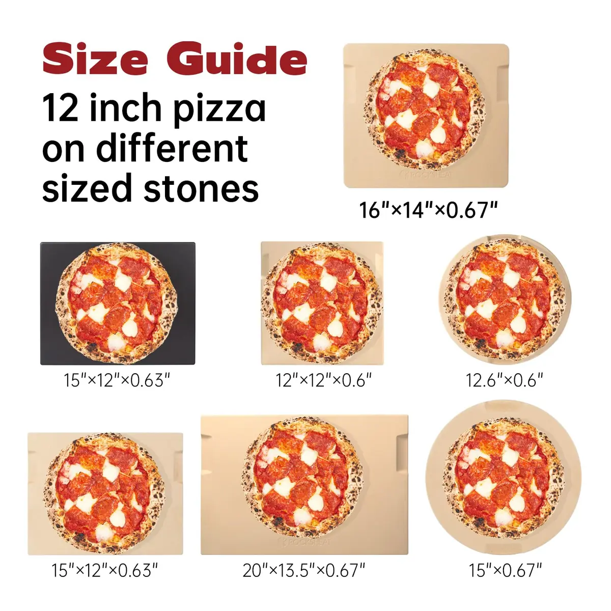 ROCKSHEAT Large Pizza Stone 16"x14" Rectangular | Oven & Grill Ready, 1400℉ Resistance - view 2