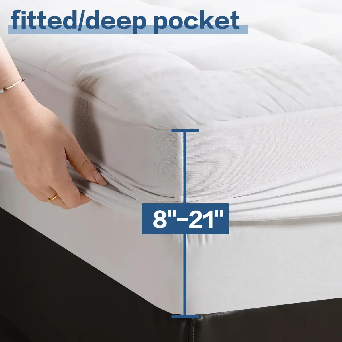 LEISURE TOWN Cotton King Mattress Pad Fitted Quilted Mattress Cover 78x80 inches (198x203 cm) | OEKO-TEX Certified Breathable Comfort - view 4