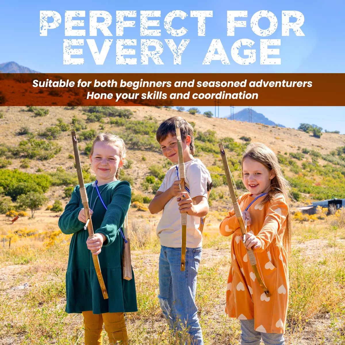 Adventure Awaits! Handmade Wooden Bow and Arrow Set 2-Pack | 81 cm (31 in) Draw Length | 20 Wood Arrows & 2 Quivers - view 4