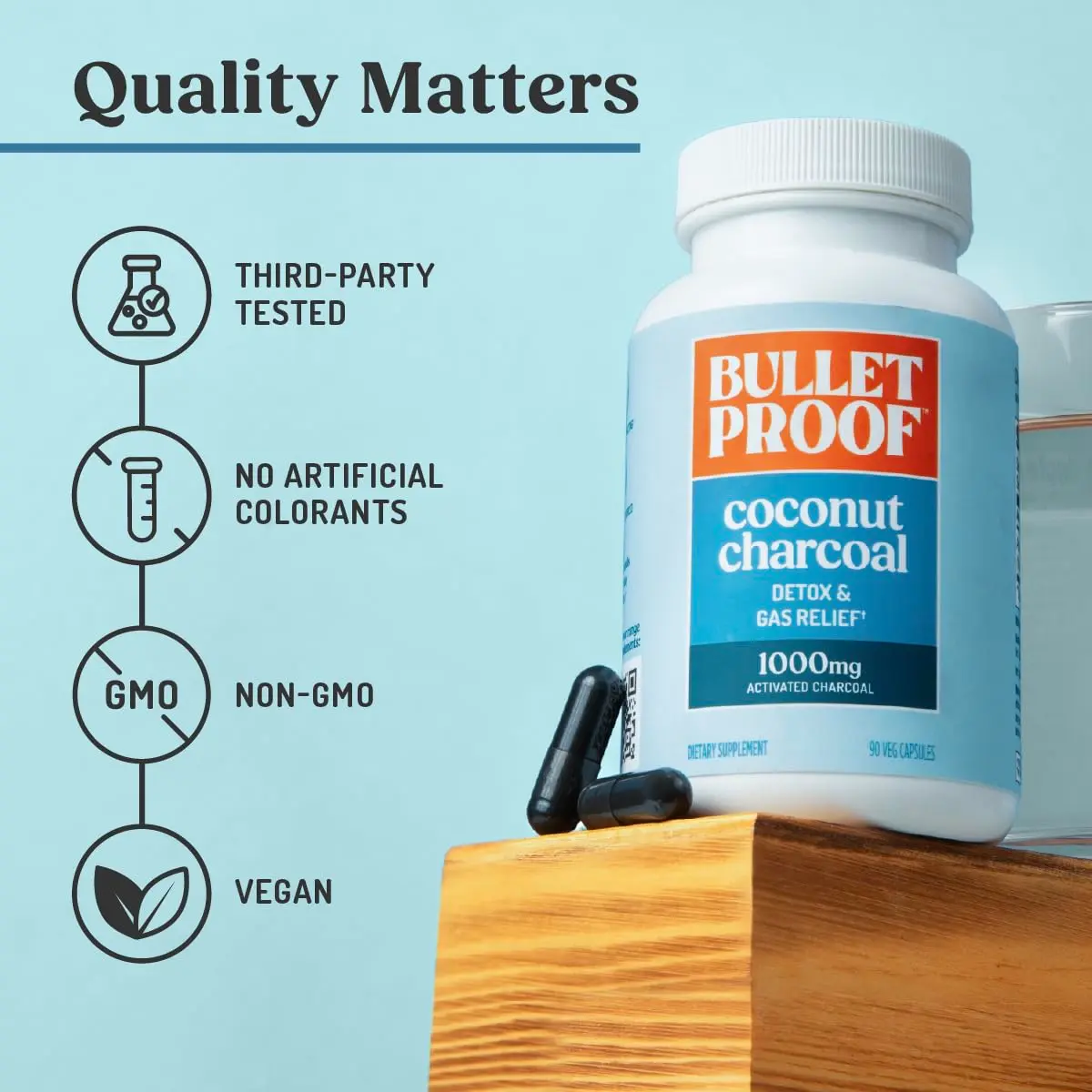 Bulletproof Coconut Charcoal Detox and Gas Relief Capsules, 90 Count | Supports Digestive Health & Toxin Removal - view 5