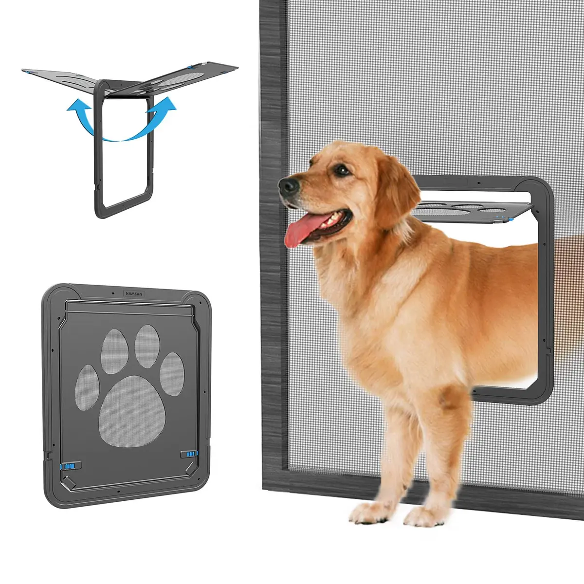 NAMSAN Dog Screen Door with Magnetic Flap & Lockable Panel, 12x14 Inch Inner Size | Secure Pet Access for Screen Doors - main product image