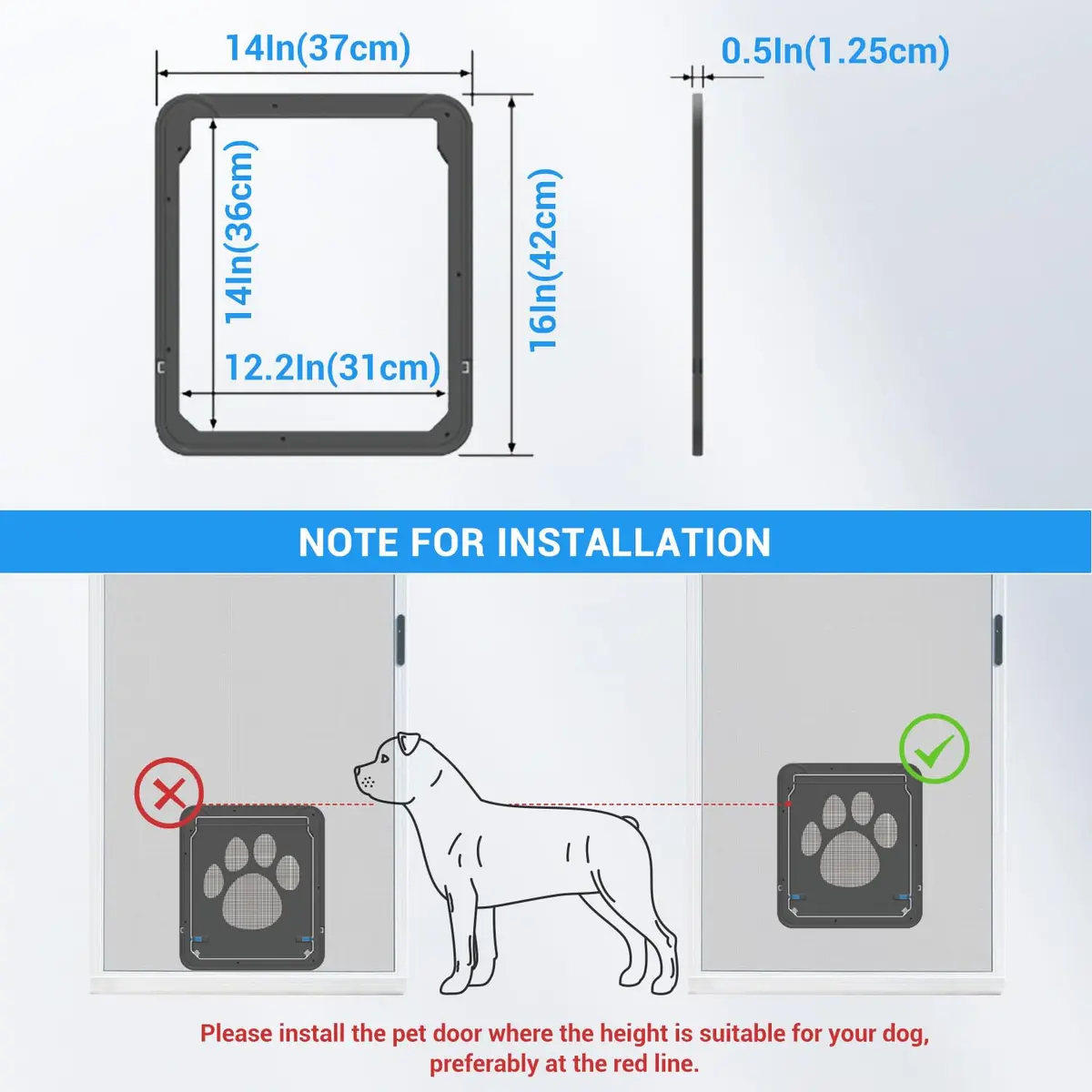 NAMSAN Dog Screen Door with Magnetic Flap & Lockable Panel, 12x14 Inch Inner Size | Secure Pet Access for Screen Doors - view 6