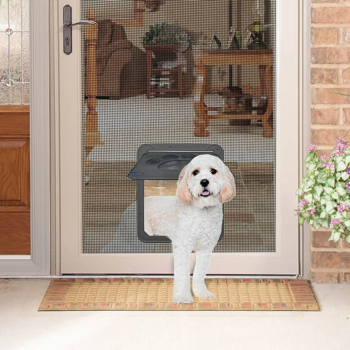 NAMSAN Dog Screen Door with Magnetic Flap & Lockable Panel, 12x14 Inch Inner Size | Secure Pet Access for Screen Doors - view 7