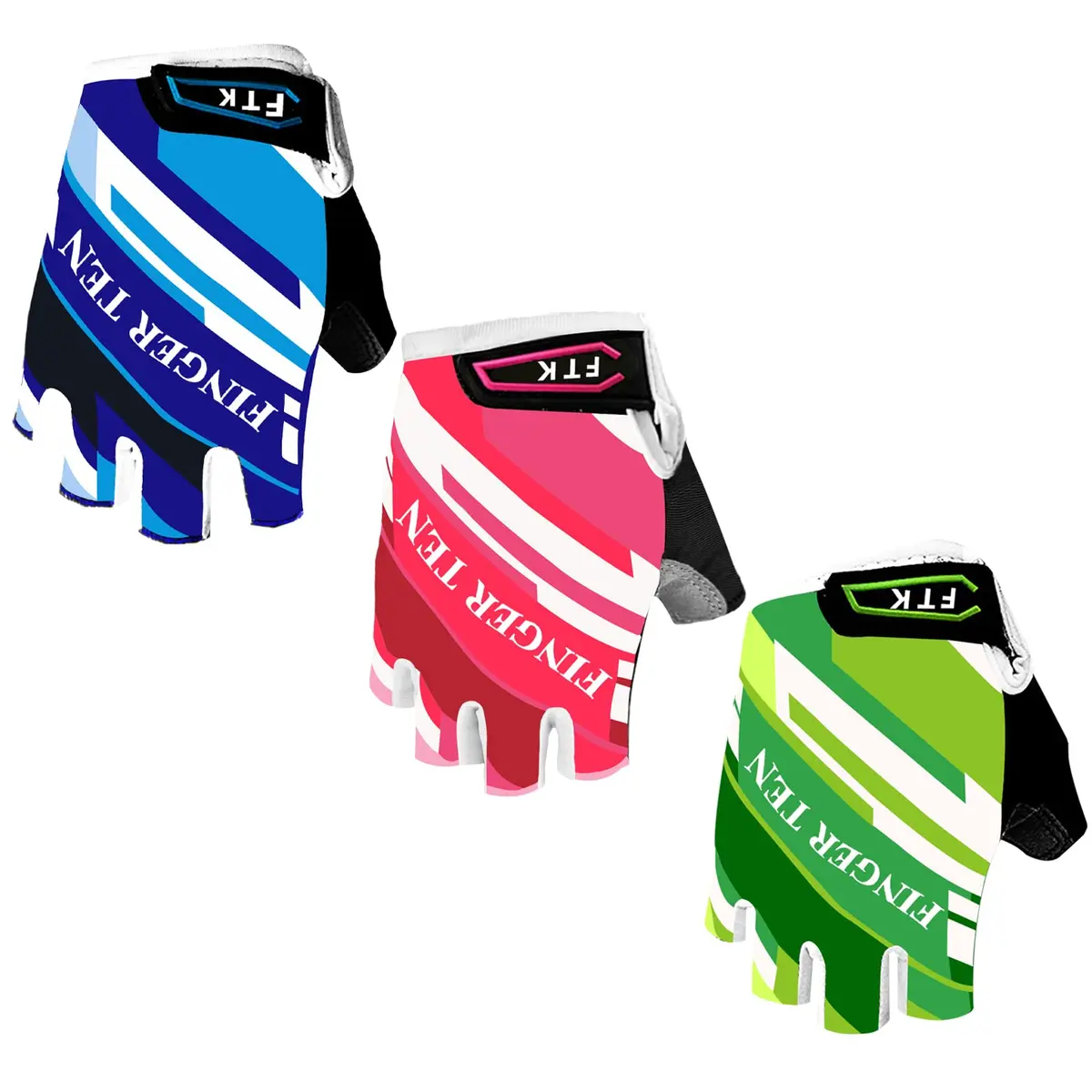 FINGER TEN Kids Bike Gloves with Gel Padding (Green, Small) | Breathable, Anti-Slip Cycling Gloves for Youth - main product image