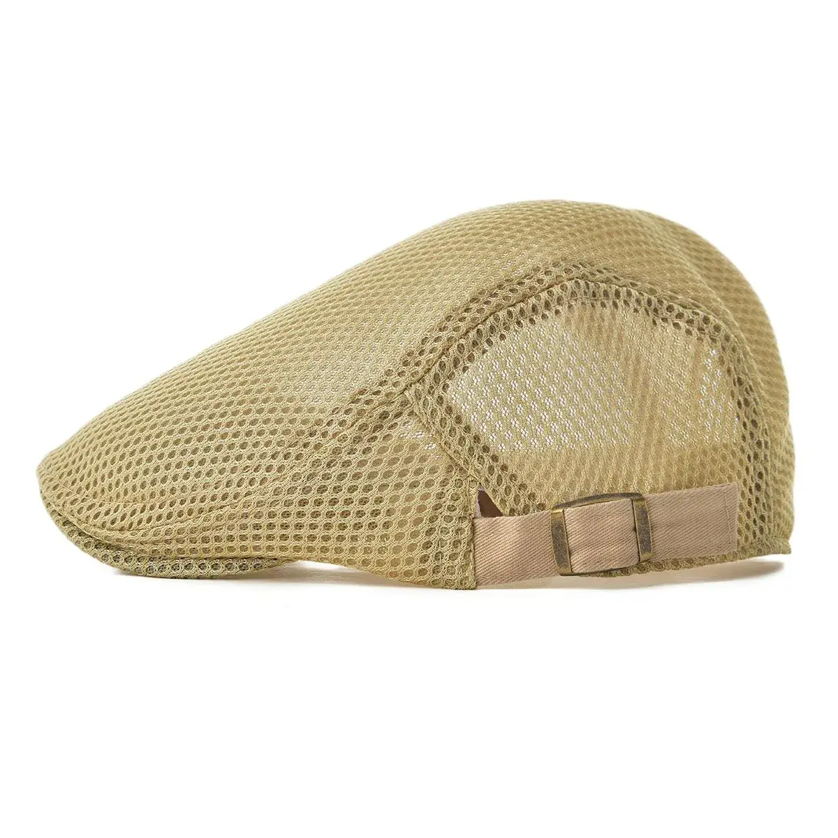 VOBOOM Men's Breathable Mesh Summer Hat Adjustable Newsboy Beret Ivy Cabbie Flat Cap Khaki - view 2