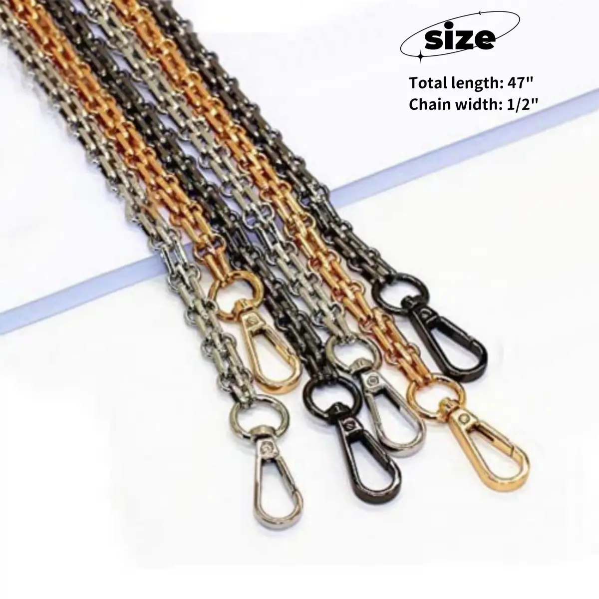 LONG TAO 47" DIY Iron Chain Strap Handbag Chains Accessories Purse Straps | Gold Chain Handle for Bags - view 2