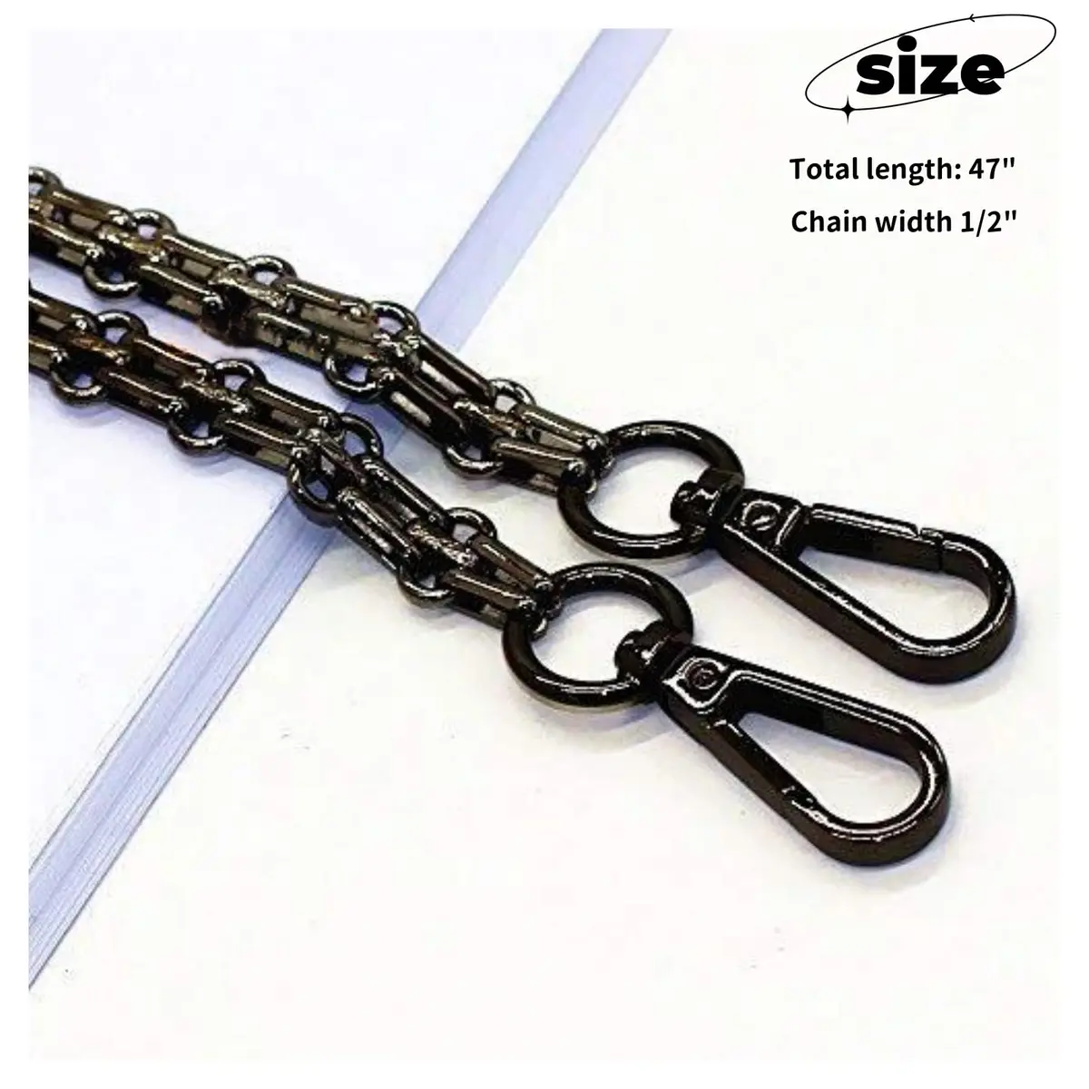 LONG TAO 47" DIY Iron Chain Strap Handbag Chains Accessories Purse Straps | Classic Metal Chain Handle for DIY Bags - view 2