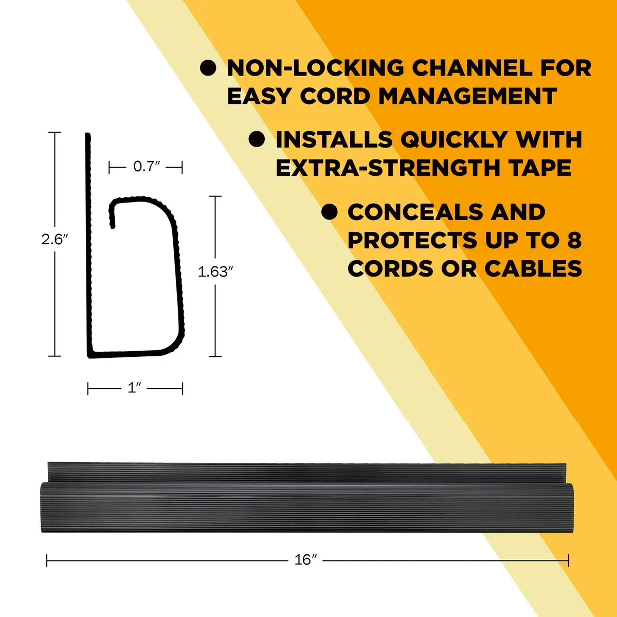 SimpleCord 5 Pack of 16-Inch J Channel Cable Management Under Desk | Easy Adhesive Mount Cord Organizer - view 5