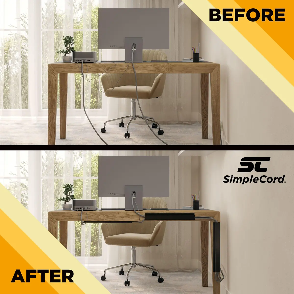 SimpleCord 5 Pack of 16-Inch J Channel Cable Management Under Desk | Easy Adhesive Mount Cord Organizer - view 7