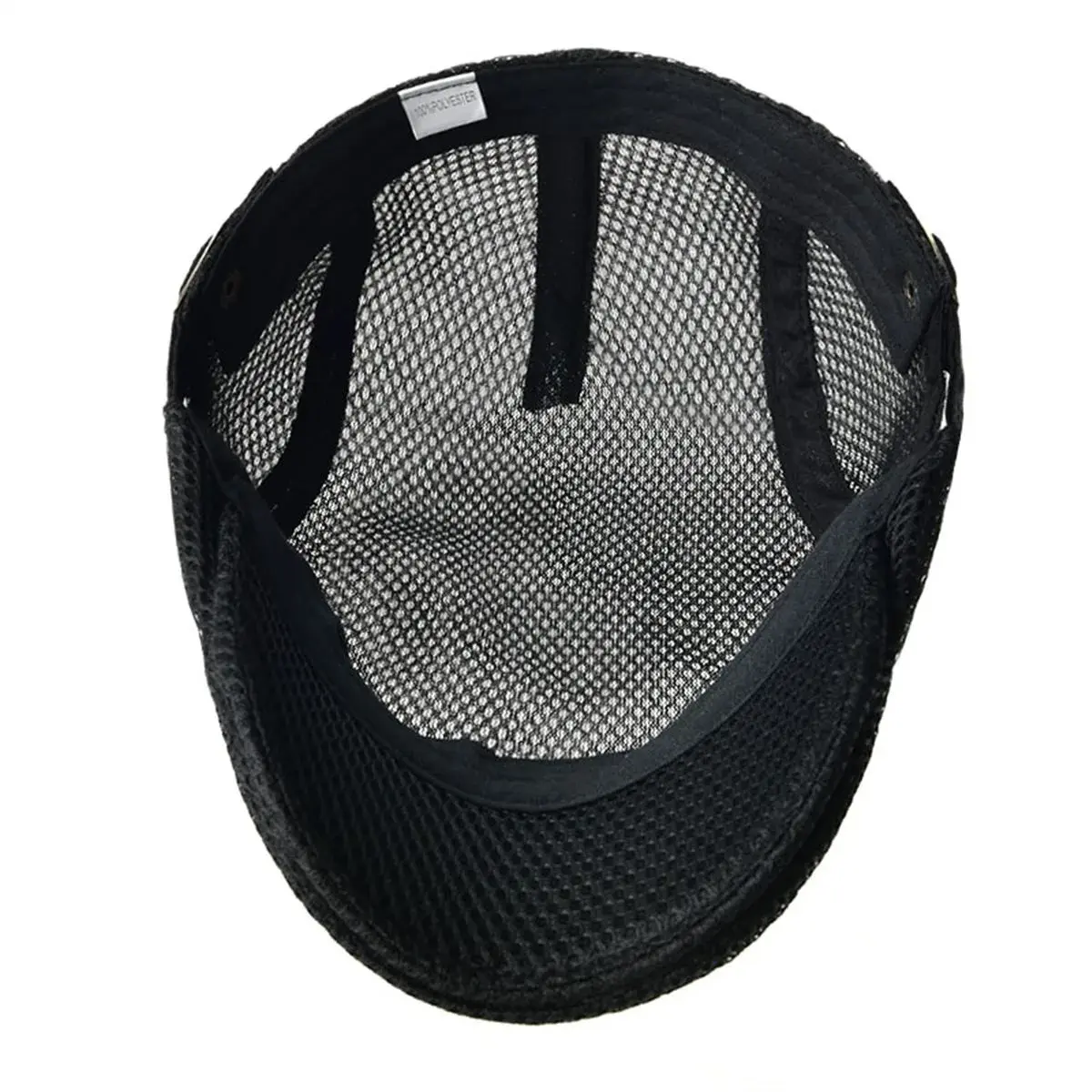VOBOOM Men Breathable Mesh Summer Hat Adjustable Newsboy Beret Ivy Cabbie Flat Cap (Black) - view 7