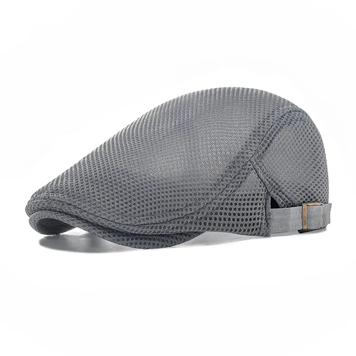 VOBOOM Men's Breathable Mesh Summer Hat Adjustable Newsboy Beret Ivy Cabbie Flat Cap (Grey) | Lightweight & Breathable - main product image