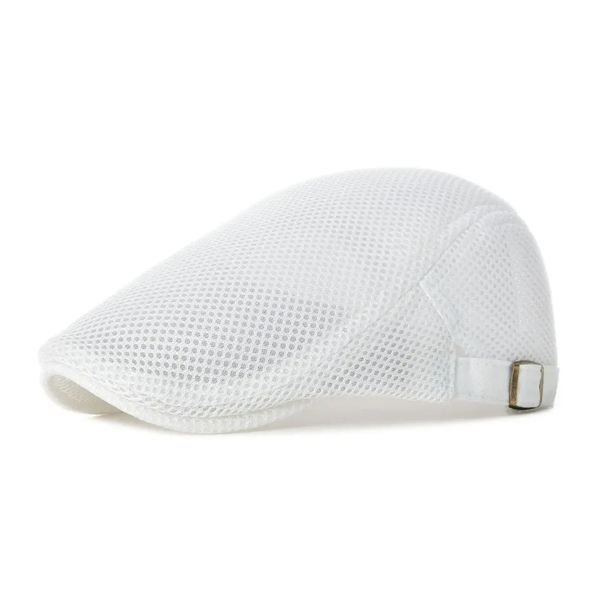 VOBOOM Men's White Breathable Mesh Summer Hat - Adjustable Newsboy Beret Ivy Cabbie Flat Cap - main product image