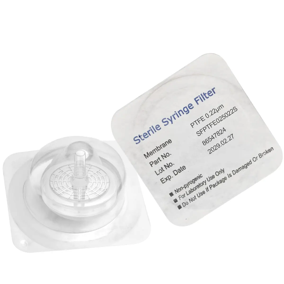 Sterile Syringe Filters PTFE 25 mm Diameter 0.22 um Pore Size Individually Packaged 10/pk by Biomed Scientific - main product image