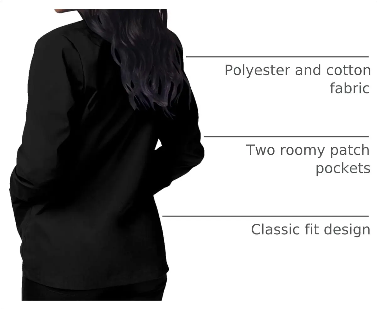 Sivvan Scrubs for Women - Front Snap Warm Up Jacket - S8306 - Black | Classic Fit, 29" Back Length, 2 Pockets - view 4