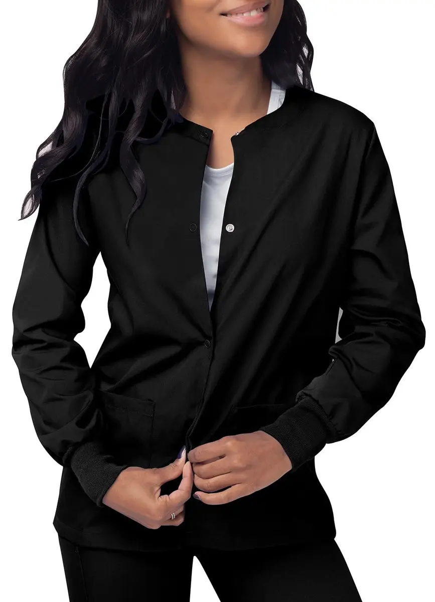 Sivvan Scrubs for Women - Front Snap Warm Up Jacket - S8306 - Black | Classic Fit, 29" Back Length, 2 Pockets - view 5