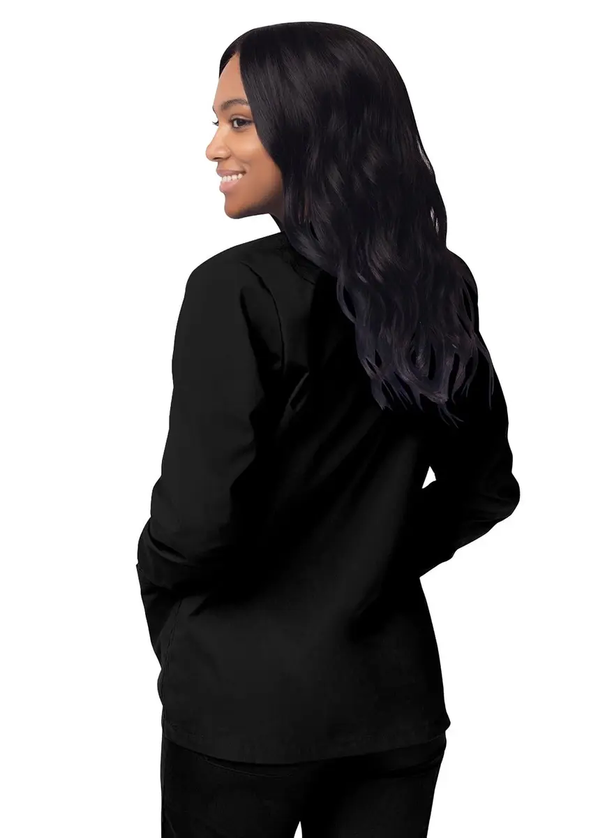 Sivvan Scrubs for Women - Front Snap Warm Up Jacket - S8306 - Black | Classic Fit, 29" Back Length, 2 Pockets - view 2