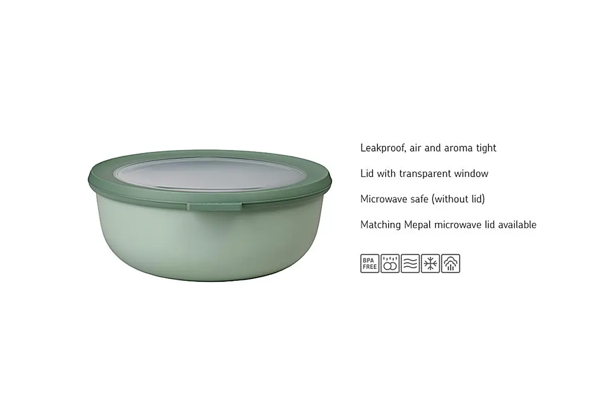 MEPAL Cirqula Food Storage Bowl 2.1 Quart | Leakproof, Microwave & Dishwasher Safe, Black - view 4