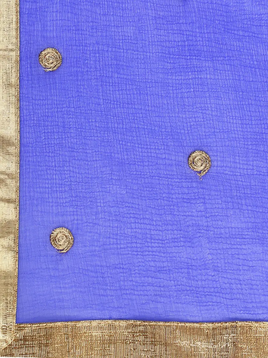 DUPATTA BAZAAR Women's Embroidered Blue & Gold Chiffon Dupatta 235 x 92 cm (92" x 36") | Traditional Ethnic Wear - view 5