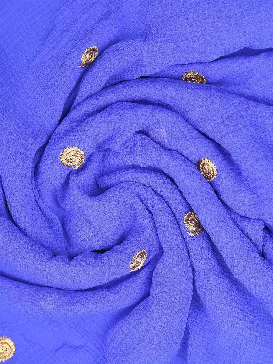 DUPATTA BAZAAR Women's Embroidered Blue & Gold Chiffon Dupatta 235 x 92 cm (92" x 36") | Traditional Ethnic Wear - view 6