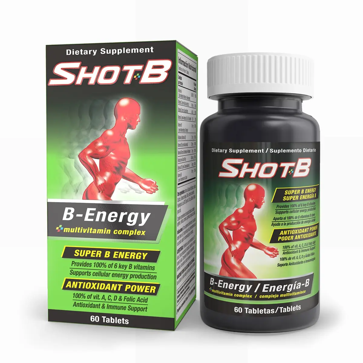 Shot B Multivitamin Complex, B-Energy, 60 Tablets | Supports Energy & Immunity - main product image