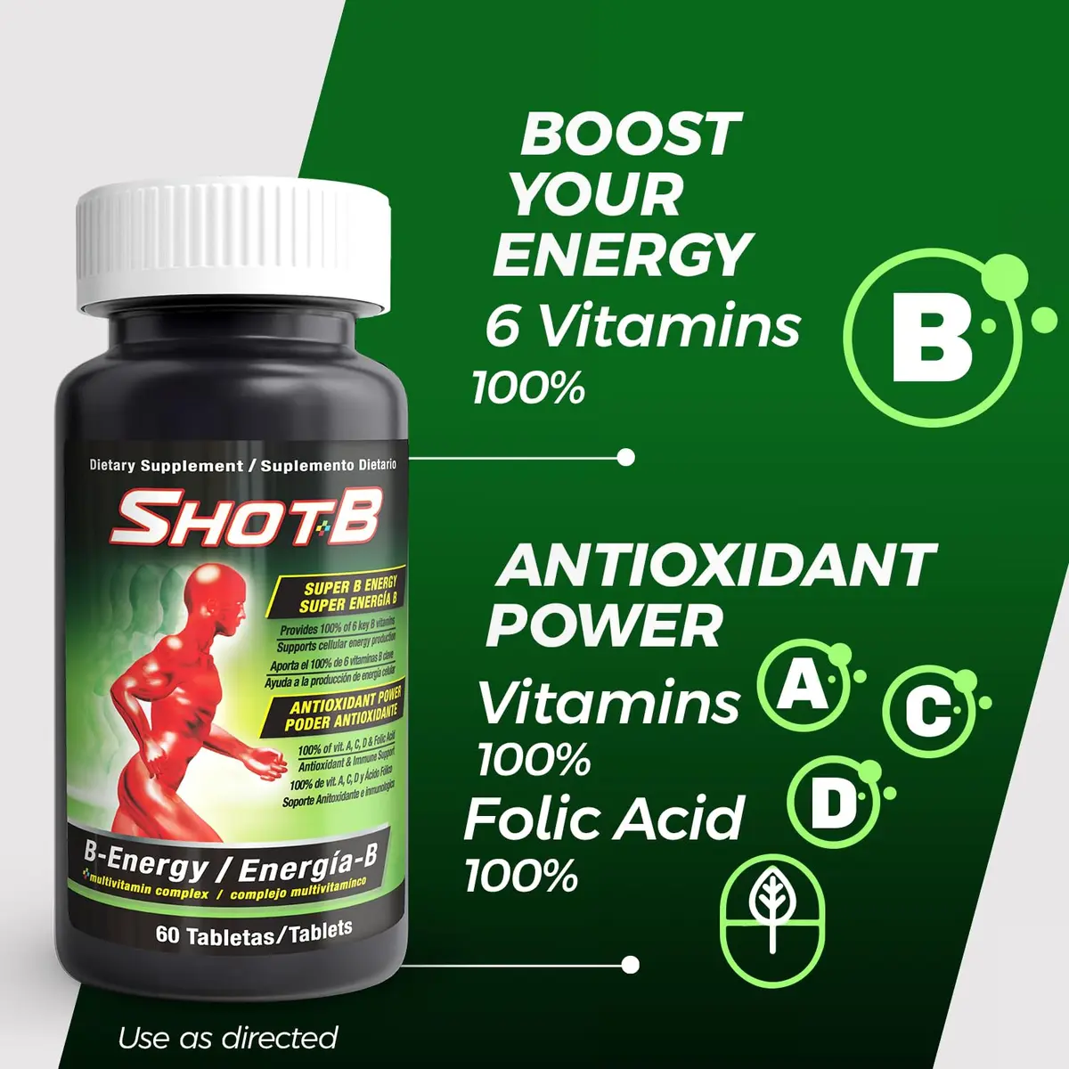 Shot B Multivitamin Complex, B-Energy, 60 Tablets | Supports Energy & Immunity - view 3