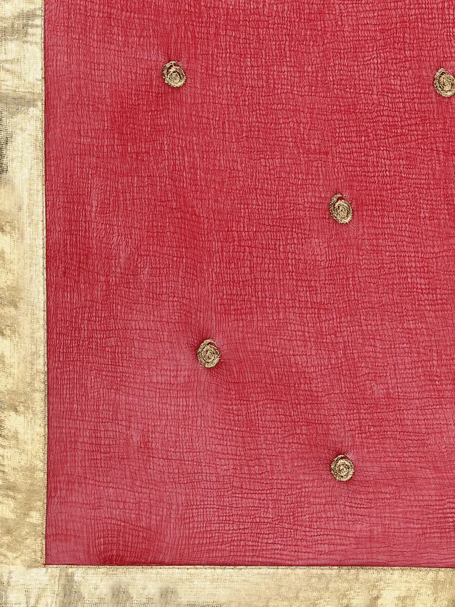 DUPATTA BAZAAR Woman's Embroidered Maroon & Gold Chiffon Dupatta | Vibrant & Elegant, 92"L x 36"W, Soft & Flowy - view 5