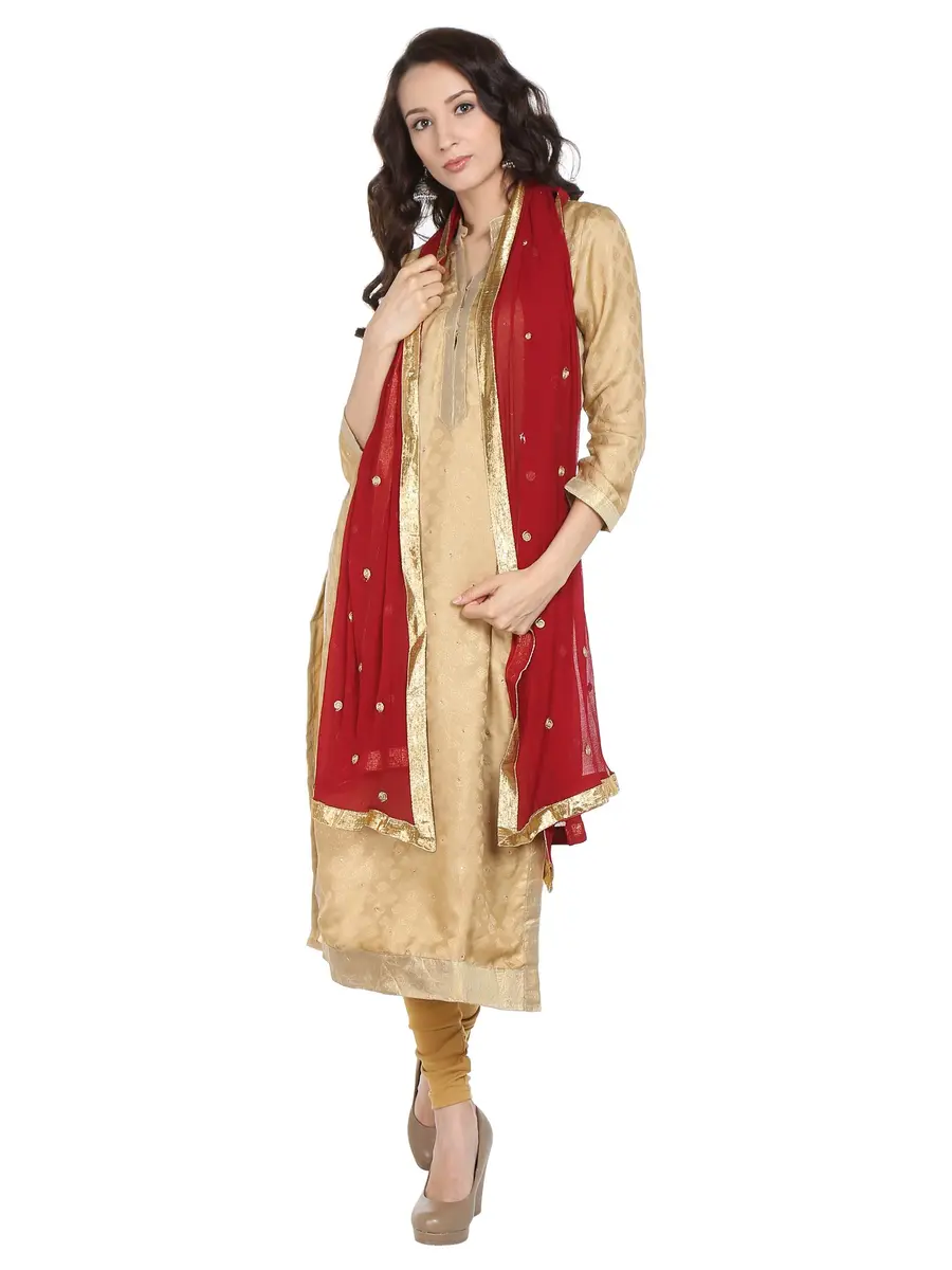 DUPATTA BAZAAR Woman's Embroidered Maroon & Gold Chiffon Dupatta | Vibrant & Elegant, 92"L x 36"W, Soft & Flowy - view 4