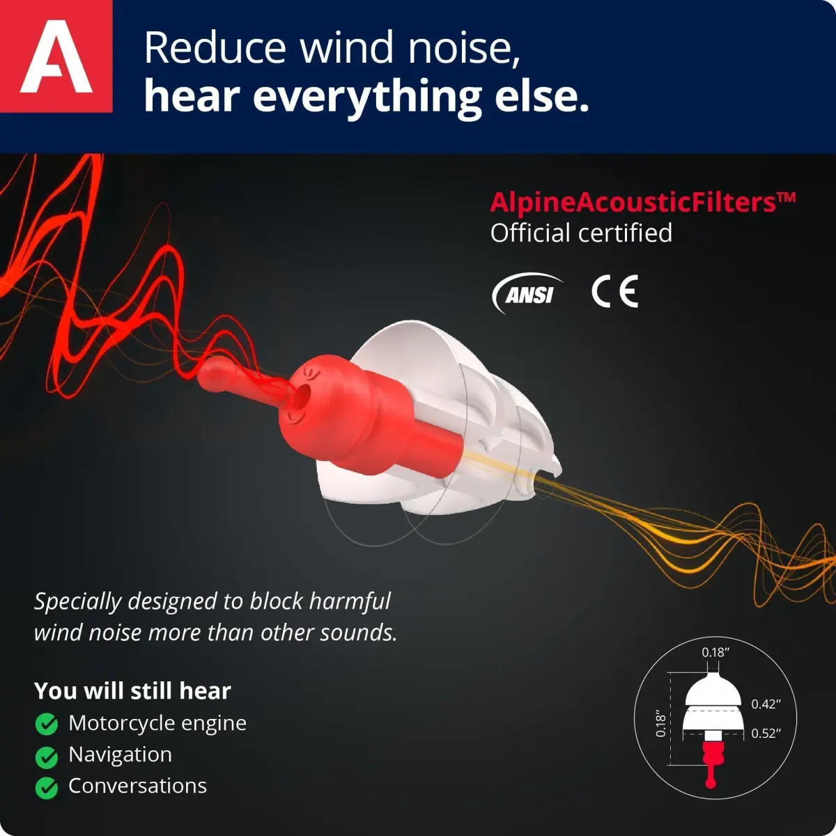 Alpine MotoSafe Race Motorcycle Ear Plugs for Wind Noise Reduction | 17 dB SNR - view 2