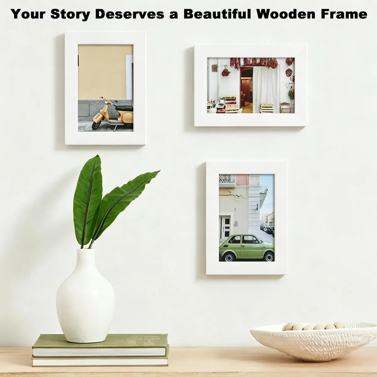 RPJC 4x6 Solid Wood Picture Frame with Real Glass Cover White | Classic Wall & Tabletop Display - view 4