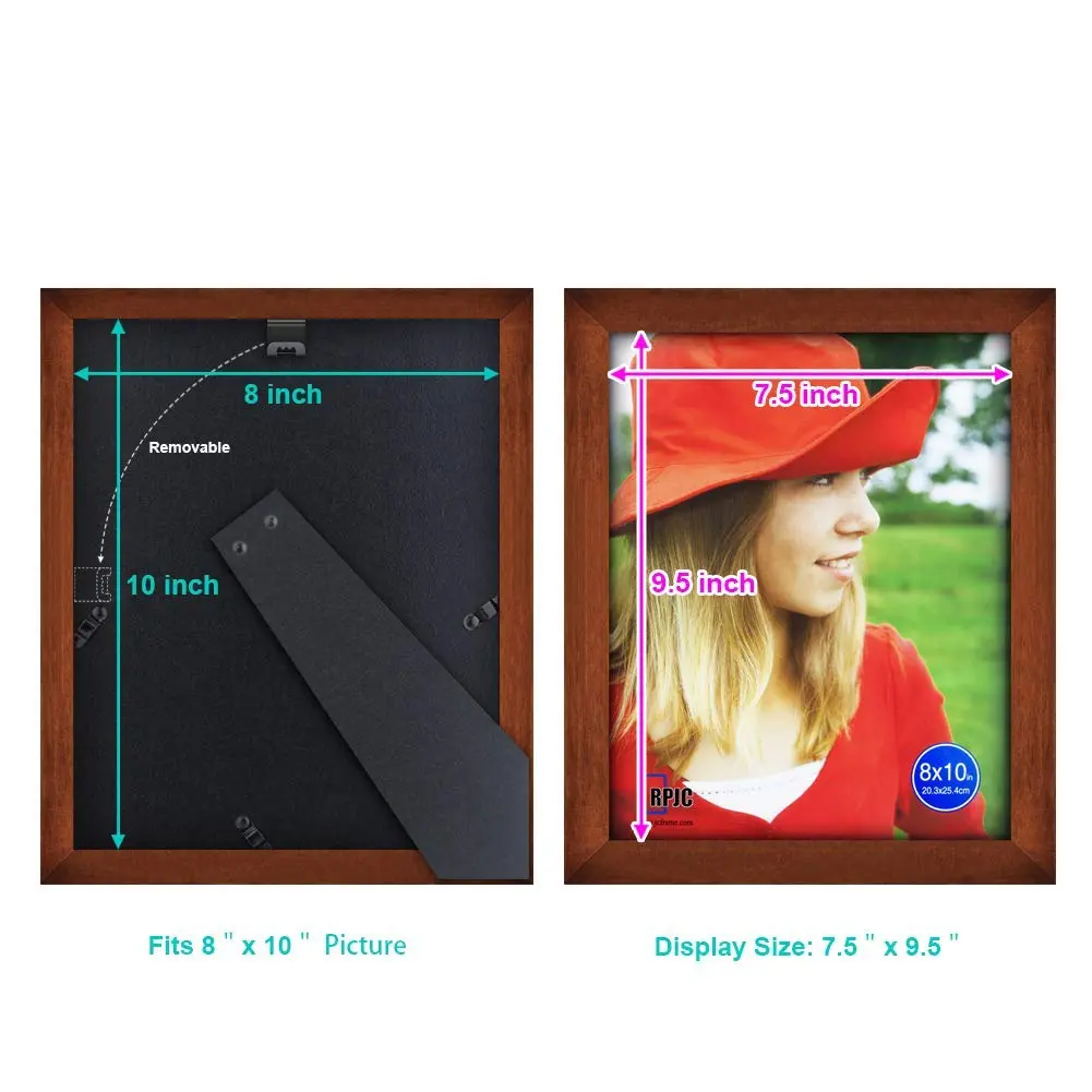 RPJC 8x10 Picture Frame | Solid Wood, High Definition Glass, Wall & Tabletop Display - view 4