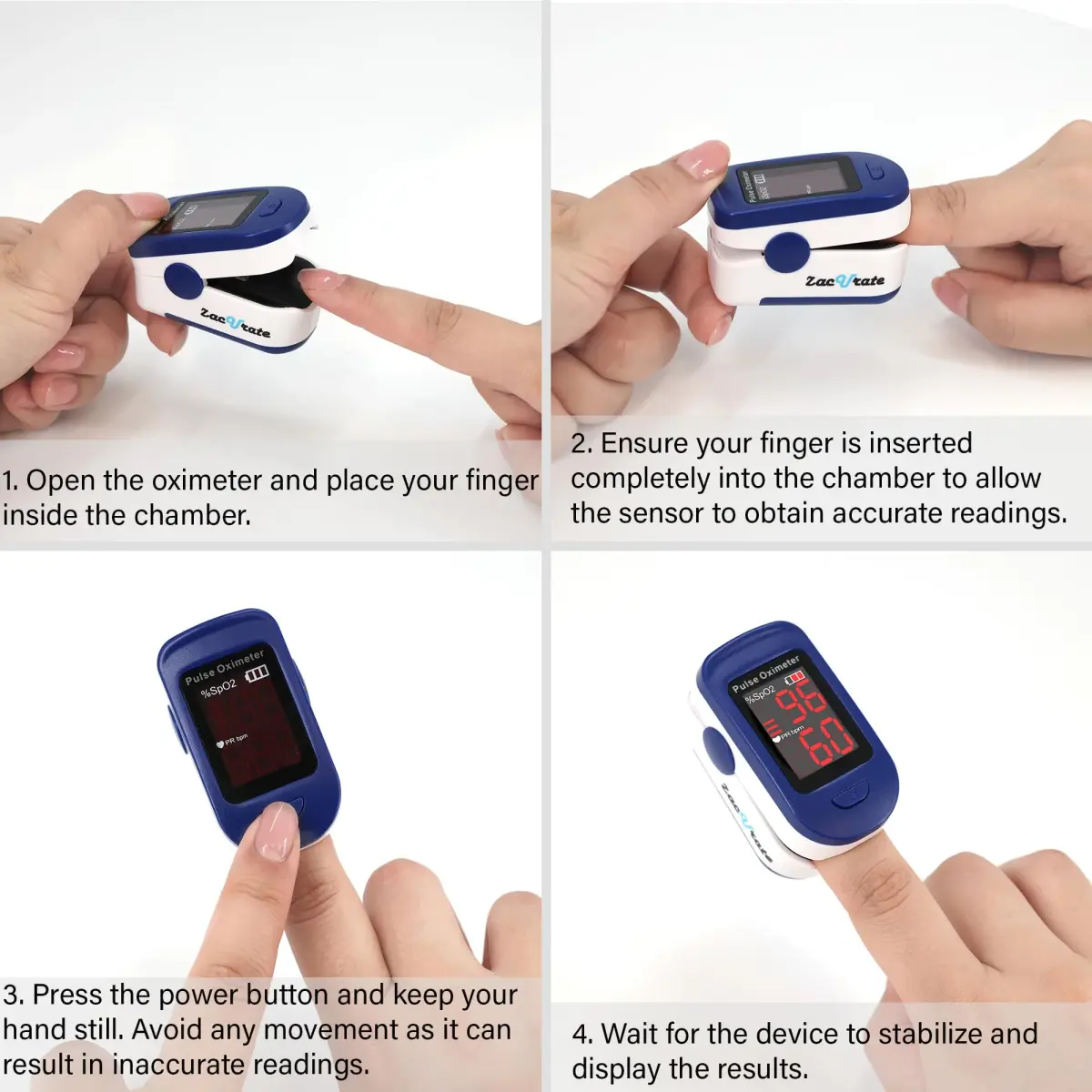 Zacurate 500BL Fingertip Pulse Oximeter Blood Oxygen Saturation Monitor with Batteries Included (Navy Blue) | FDA Approved for Sports & Aviation Use - view 4