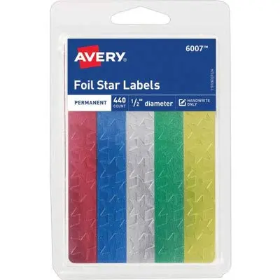 Avery Foil Star Labels 1/2" Assorted Colors | Bright Foil Stickers for Rewards & Crafts - view 4
