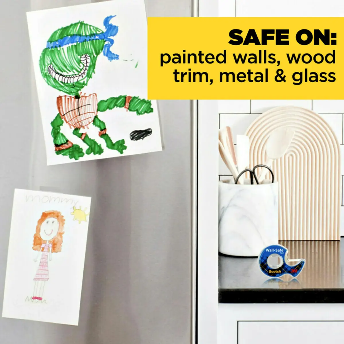 Scotch Wall-Safe Tape Dispenser with 1 Roll | Removable Tape for Photos & Art, 1.9cm x 1651cm (3/4 in x 650 in) - view 8