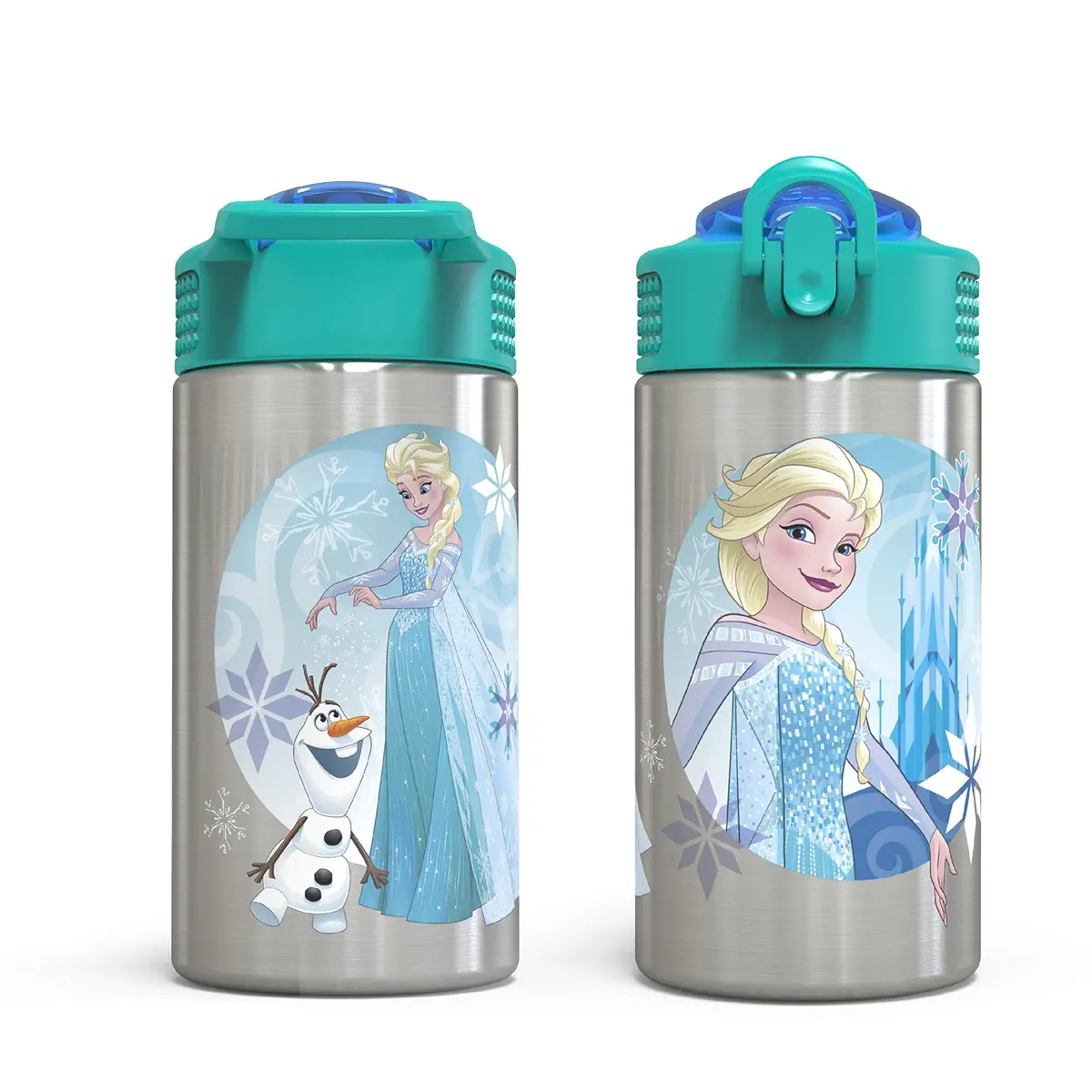 Zak Designs Frozen Stainless Steel Kids Water Bottle 444ml (15.5oz) | Leak-Proof Flip Straw for Ages 3+ - view 5